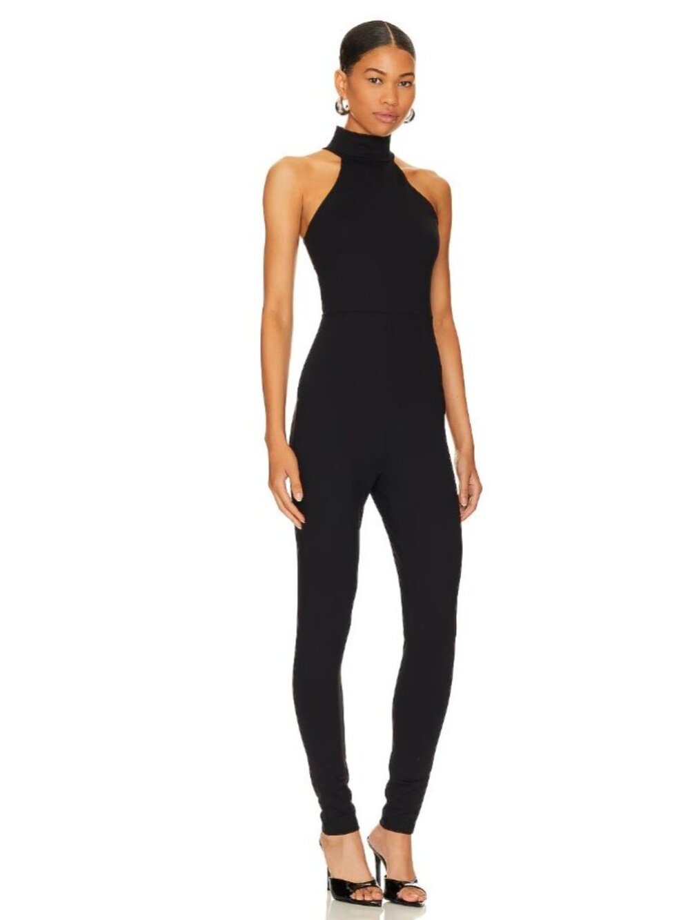 NWT Susana Monaco Mock Neck Sleeveless Leggings Jumpsuit Black Size S $218 [jb] - Picture 2 of 10